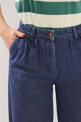 LTS Tall Women's Indigo Blue Pleated Wide Leg Jeans | Long Tall Sally 5