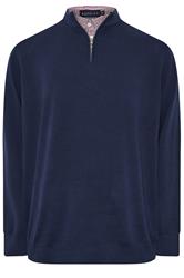 BadRhino Big & Tall Navy Blue Mock Shirt Milano Quarter Zip Jumper | BadRhino 5