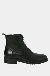 JACK & JONES Big & Tall Black Leather Wentworth Boots | BadRhino 2