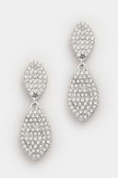 Silver Tone Diamante Double Drop Earrings | Yours Clothing 2