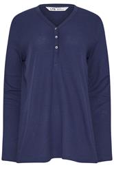 LTS Tall Blue Cotton Waffle Pyjama Top | Long Tall Sally 7