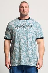 D555 Big & Tall Blue 'Venice Beach' Print T-Shirt | BadRhino 3