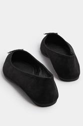 Black Faux Suede Diamante Pointed Ballet Pumps In Extra Wide EEE Fit | Yours Clothing 4