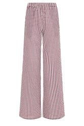 LTS Tall Burgundy Red Gingham Cotton Wide Leg Trousers