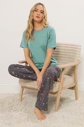 LTS Tall Women's Mint Green Cherry & Bow Print Pyjama Set | Long Tall Sally 2