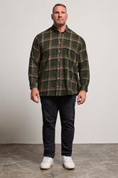 JACK & JONES Big & Tall Rosin Green Classic Flannel Checked Shirt | BadRhino 2