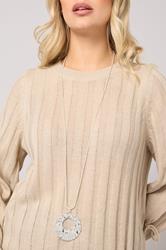 Silver Tone Adjustable Chain Disc Necklace | Yours Clothing 1