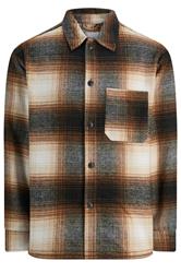 JACK & JONES Big & Tall Brown Check Overshirt | BadRhino 3