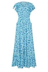 LTS Tall Blue Ditsy Floral Print Button Lace Insert Maxi Dress | Long Tall Sally 1