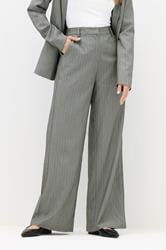 LTS PREMIUM Tall Grey Stripe Wide Leg Trousers | Long Tall Sally 3