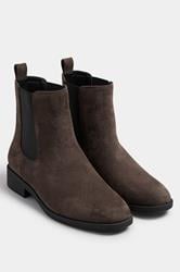 LTS Chocolate Brown Faux Suede Chelsea Ankle Boots In Standard Fit | Long Tall Sally 2