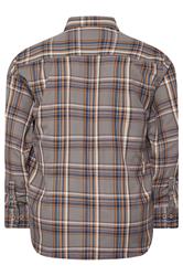 KAM Big & Tall Stone Grey Long Sleeve Check Shirt | BadRhino 5