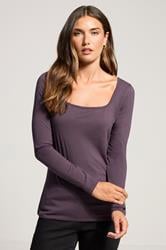 LTS Tall 2 PACK Purple & Black Square Neck Tops | Long Tall Sally 2