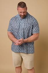 KAM Big & Tall Blue Hawaiian Revere Collar Shirt | BadRhino 1