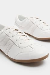 LTS Ivory White Retro Stripe Trainers In Standard Fit | Long Tall Sally 5