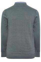 BadRhino Big & Tall Storm Blue Cable Knit Mock Shirt Jumper | BadRhino 6