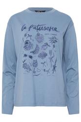 LTS Tall Blue 'La Patisserie' Slogan Long Sleeve T-Shirt