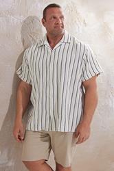 JACK & JONES Big & Tall Green Stripe Print Resort Shirt | BadRhino 1