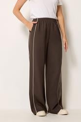 LTS Tall Women's Chocolate Brown Piped Wide Leg Trousers | Long Tall Sally 1