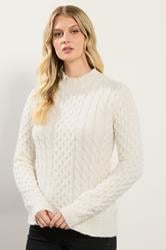 LTS Tall Ivory White Cable Knit Frill Jumper | Long Tall Sally 1