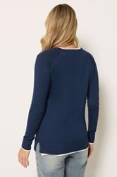 LTS Tall Women's Navy Blue Layered Knitted Jumper | Long Tall Sally 2