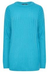 LTS Tall Women's Turquoise Blue Ribbed Long Sleeve Knit Jumper | Long Tall Sally 6