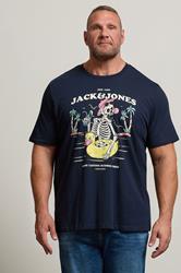 JACK & JONES Big & Tall Sky-Captain Blue Jelijah Short Sleeve T-Shirt | BadRhino 1