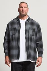 KAM Big & Tall Navy Blue Zip Through Quilted Check Overshirt | BadRhino 3