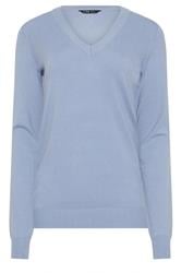 LTS Tall Pale Blue Knit V-Neck Jumper