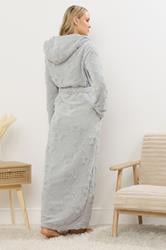 LTS Tall Light Grey Star Embossed Dressing Gown | Long Tall Sally 4