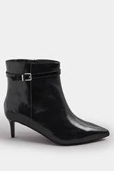 Black Buckle Pointed Toe Kitten Heel Boots In Extra Wide EEE Fit | Yours Clothing 3