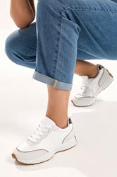 White Faux Leather Runner Trainers In Extra Wide EEE Fit | Yours Clothing 1