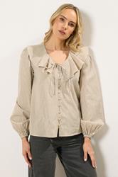 LTS Tall Women's Brown Gingham Check Cotton Collar Shirt | Long Tall Sally 1