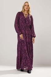 LTS Tall Purple Jacquard Boho Maxi Dress | Long Tall Sally 1