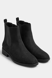 LTS Black Faux Suede Chelsea Ankle Boots In Standard Fit | Long Tall Sally 2