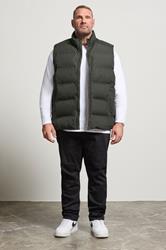 JACK & JONES Big & Tall Rosin Green Collared Puffer Bodywarmer | BadRhino 2