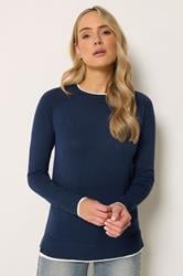 LTS Tall Women's Navy Blue Layered Knitted Jumper | Long Tall Sally 3