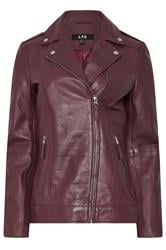 LTS PREMIUM Tall Dark Red Leather Biker Jacket | Long Tall Sally 6