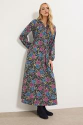 LTS Tall Black Floral Belted Maxi Dress | Long Tall Sally 2