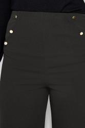 LTS Tall Womens Black Button Wide Leg High Waisted Trousers | Long Tall Sally 4