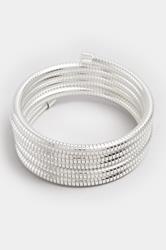 Silver Coil Wrap Stretch Bracelet | Yours Clothing 1
