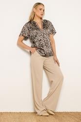 LTS Tall Women's Brown Leopard Print Satin Top | Long Tall Sally 1