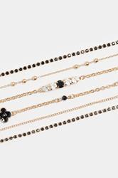 6 PACK Gold Tone Diamante Choker Necklace | Yours Clothing 3