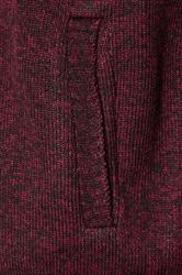 D555 Big & Tall Burgundy Red Quarter Zip Knitted Jumper 3