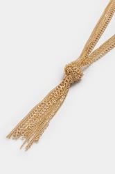 Gold Tone Long Chain Tassel Necklace | Yours Clothing 3