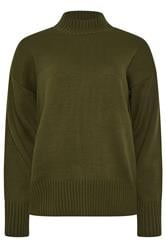 LTS Tall Olive Green High Neck Jumper