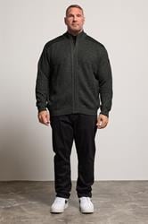 D555 Big & Tall Charcoal Grey Marl Zip Through Knitted Jumper | BadRhino 2