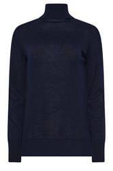 LTS PREMIUM Tall Navy Blue Merino Wool Roll Neck Jumper | Long Tall Sally 6