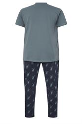 BadRhino Big & Tall Navy & Storm Blue Stag Pyjama Set | BadRhino 5