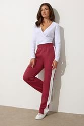 LTS Tall Red Side Stripe Fitted Straight Leg Joggers | Long Tall Sally 1